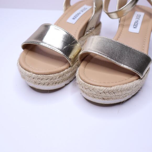 STEVE MADDEN Jewel Espadrille Wedge Sandals Metallic Lyst Ankle Strap Women's 6M - Picture 3 of 8